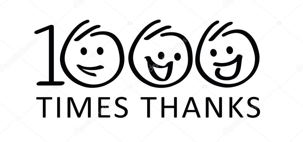 Stickman, stick figure man say 1000 times thanks. thank you very much. Cartoon, comic motivation, positive and inspiration message concept. Time to give thanks, attention. Social media idea.