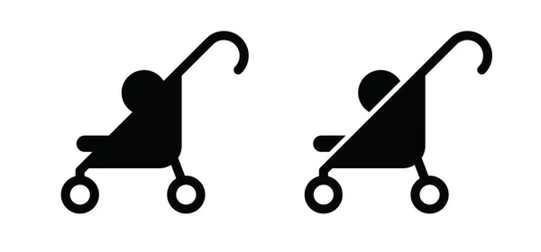 Baby Stroller Buggy Walking Taking Care Children Cartoon Vector Baby — Stock Vector