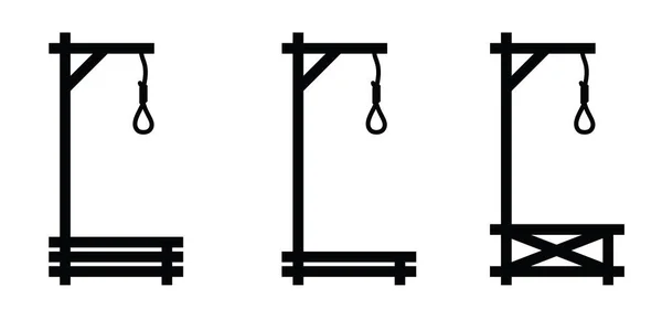 Gallows Glifo Ícone Logotipo Pendurar Sinal Corda Hangman Hangwoman Ganso —  Vetores de Stock