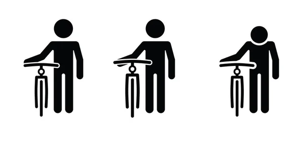 Стикман Воткни Фигурку Человека Велосипедом Руке Велосипедная Линия Рисунок Баннер — стоковый вектор