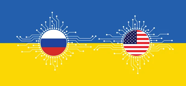 Guerre Guerre Hybrides Attaque Ddos Cyberguerre Ukraine Conflit Amérique Russie — Image vectorielle