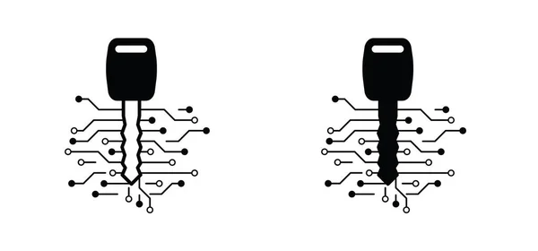 Digitaler Schlüssel Für Login Oder Passwort Mikrochip Leiterplatte Oder Elektronische — Stockvektor