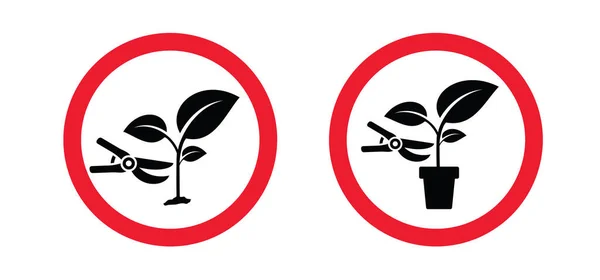 Προειδοποίηση Απαγορευμένη Όχι Ξερίζωμα Φυτών Και Ανθίσεων Μάζεμα Λουλουδιών Άνθισης — Διανυσματικό Αρχείο