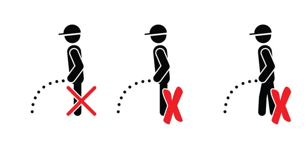 Prohibited Peeing Pee Sign Warning Pissing Icon Woman Man Urinating — стоковый вектор