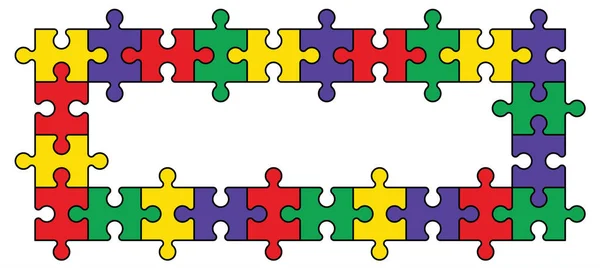 Cartoon Autisme Lint Wereldbewustmakingsdag Legpuzzel Lijn Patroon Puzzel Stukjes Pictogram — Stockvector