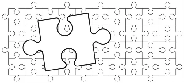 拼图拼图块连接线模式 图标或象形文字 卡通矢量轮廓 自闭症意识标志或符号 Dubbele盘拼图 团队合作的概念 母亲的标志 游戏印刷品 — 图库矢量图片