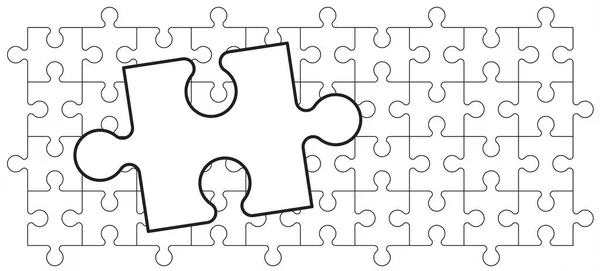 Puzzle Kawałki Połączenia Wzór Linii Puzzle Kawałki Ikony Lub Piktogramu — Wektor stockowy