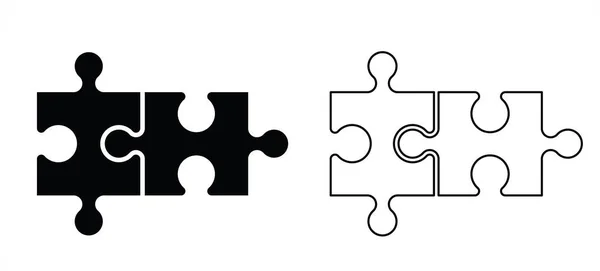 Legpuzzel Stukjes Verbindingslijn Patroon Puzzelstukjes Pictogram Pictogram Cartoon Vector Overzicht — Stockvector