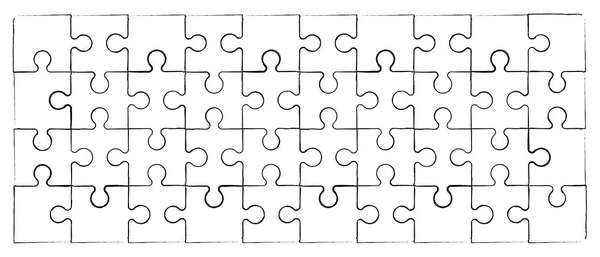 Puzzle Kawałki Połączenia Wzór Linii Puzzle Kawałki Ikony Lub Piktogramu — Wektor stockowy