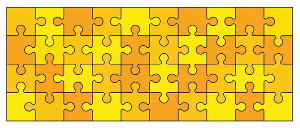 Gelbe Orange Puzzleteile Verbindungslinien Muster Puzzleteile Symbol Oder Piktogramm Cartoon — Stockvektor
