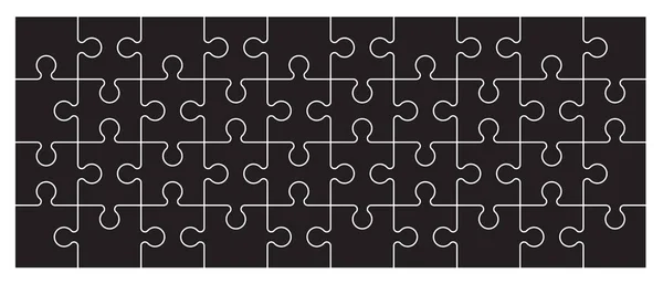 Czarny Puzzle Kawałki Połączenia Wzór Linii Puzzle Kawałki Ikony Lub — Wektor stockowy