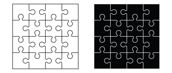 Jigsaw Puzzle Pieces Connection Line Pattern Puzzle Pieces Icon Pictogram — Stock Vector