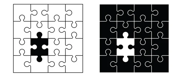 Jigsaw Puzzle Pieces Connection Line Pattern Puzzle Pieces Icon Pictogram — Stock Vector