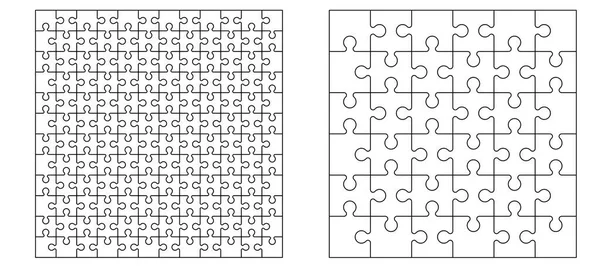 ジグソーパズルピース接続ラインパターン パズルピースアイコンやピクトグラム 漫画のベクトルアウトライン 自閉症の認識のロゴやシンボル ダブルプレートのパズル チームワークの概念 音楽記号 ゲーム Print — ストックベクタ