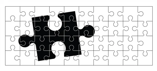 Legpuzzel Stukjes Verbindingslijn Patroon Puzzelstukjes Pictogram Pictogram Cartoon Vector Overzicht — Stockvector