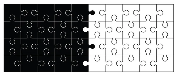 Jigsaw Puzzle Pieces Connection Line Pattern Black White Icon Pictogram — Stock Vector