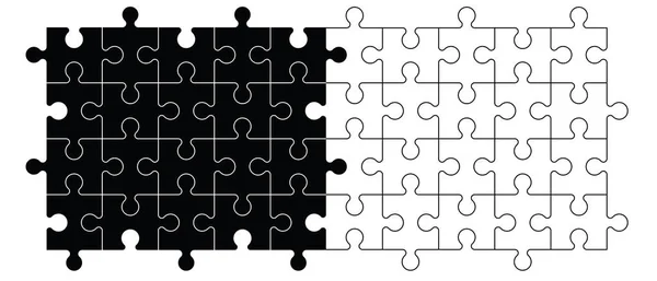 Legpuzzel Stukjes Verbindingslijn Patroon Zwart Wit Pictogram Pictogram Cartoon Vector — Stockvector