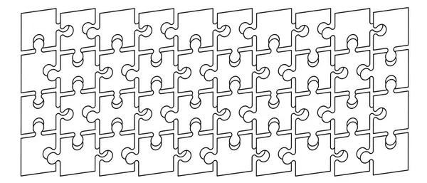 Puzzle Pièces Modèle Ligne Connexion Puzzle Pièces Icône Pictogramme Dessin — Image vectorielle