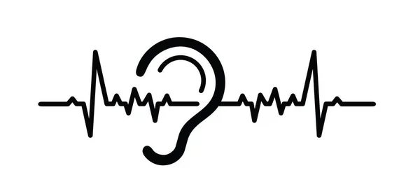 Слушай Звуковая Волна Символ Глухоты Ограниченная Пиктограмма Слуха Символ Потери — стоковый вектор