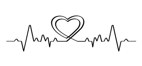 Cartoon Heartbeat Pulse Wave Heart Love Symbol Heart Beat Medical — Stock Vector