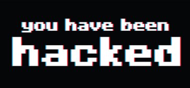 Hacklenmişsin. Vektör hacker simgesi ya da pictogram. Klavye kaydedicisi, siber güvenlik konsepti. Teknoloji verileri. Melez, savaş, DDoS saldırısı. Siber savaş. Hackerlar, suçlular. Giriş ve parola. Dijital piksel