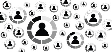 Video araması için insanlar, Web kamerası, laptop, bilgisayar veya mobil sosyal medya zamanlayıcısı ile buluşmak üzere Vector Speaker veya konuşma video konferansı Online brifingine yükleniyor. Pazarlama, yönetim, lider