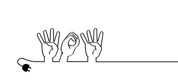 Deaf Sign Language Page Found 404 Error Offline Online Unplugged — Archivo Imágenes Vectoriales