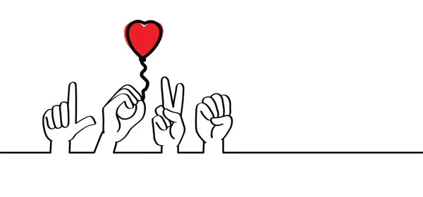 Deaf Sign Language Love Heart Month Happy Singles Day February — стоковый вектор