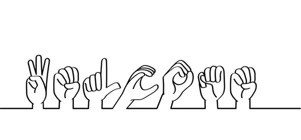 Deaf Sign Language Welcome Line Patern Background Vector Icon Pictogram — Stock Vector
