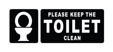 Lütfen tuvaleti temiz tut. WC simgesi ya da piktogram. Tuvalet kapağı etiketi. Dünya tuvalet günü konsepti. Tuvalet, banyo sembolü ya da logo. Erkek ya da kadın tuvaletleri temizlemek için işerler. tuvalet malzemeleri.