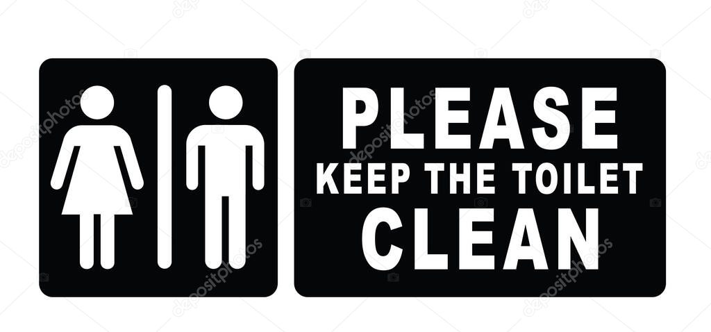 please keep toilet clean. WC icon or pictogram. Toilets seat label. World toilet day concept. Restroom or bathroom symbol or logo. Vector toilets man or woman urinate to cleanup. toilet equipment.