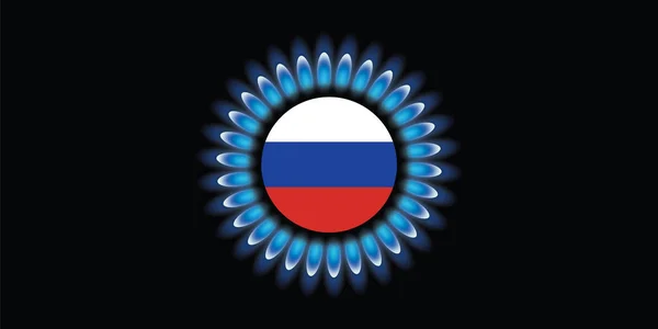 Flamme Lumière Gaz Avec Drapeau Russie Flamme Gaz Éclairage Approvisionnement — Image vectorielle
