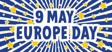 9 Mayıs, Avrupa Günü. Vektör karikatür takvimi. 9 Mayıs 1950, İkinci Dünya Savaşı 'ndan sonra Avrupa' nın birleşmesini simgeliyor. Avrupa Birliği 'nin yıldönümü