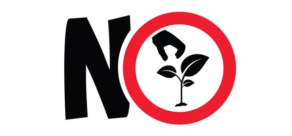 Advertencia Prohibido Sin Arrancar Plantas Flores Recoger Flores Flores Arrancar — Vector de stock