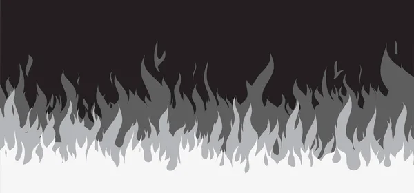 Ablaze Gray Black Fire Flames Cartoon Fire Flame Sign Drawn — Archivo Imágenes Vectoriales