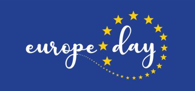 9 Mayıs, Avrupa Günü. Vektör karikatür takvimi. 9 Mayıs 1945, İkinci Dünya Savaşı 'ndan sonra Avrupa' nın birleşmesi anlamına geliyor. Avrupa Birliği 'nin yıldönümü. Avrupa bayrakları ve yıldızlar. Mutlu yıllar.. 