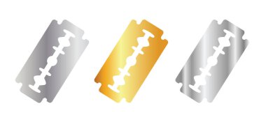 Metal çelik plaka ya da paslanmaz, altın ve gümüş. Jilet işareti. Tıraş makinesi ikonu ya da piktogram. Tıraş ya da tıraş sembolü yok. Tıraş yok, Kasım..