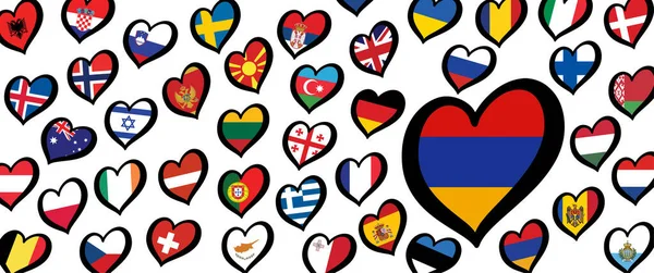 Armenia Flag Different Countries Flags Heart Flags Logo Europe Eurovision — Stok Vektör