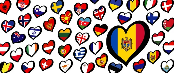 Moldavia Moldova Flag Different Countries Flags Heart Flags Logo Europe — Stok Vektör