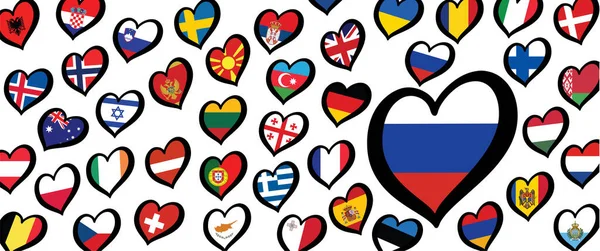 Russian Russia Flag Different Countries Flags Heart Flags Logo Europe — Stok Vektör