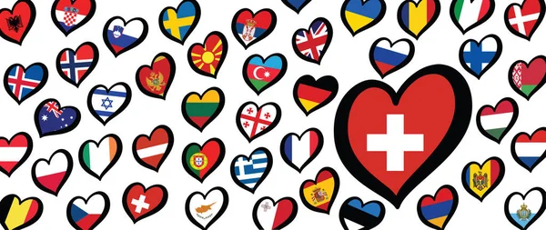 Switzerland Swiss Flag Different Countries Flags Heart Flags Logo Europe — Stok Vektör