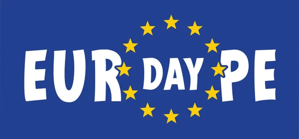 Mai Journée Europe Calendrier Vectoriel Dessin Animé Mai 1945 Marque — Image vectorielle