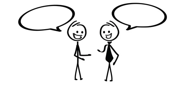 Cartoon Businessman Stickman Stick Figure Man Dialogue Speaking People Icon — Stockvector