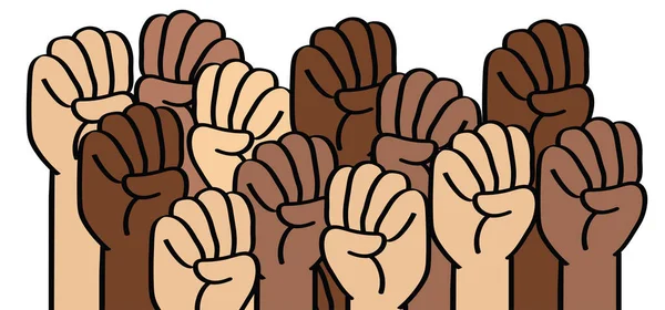 黑人生命的抗议符号很重要或世界难民日或废除死刑日 卡通黑手 握紧拳头 革命的概念 不再是奴隶了矢量图标或象形文字 — 图库矢量图片