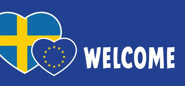 Welcome Sweden European Union Nato Swedish Flag Solidarity World Walling — стоковий вектор