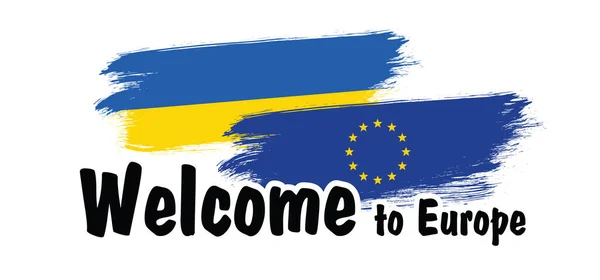 Üdvözöljük Ukrajnát Európai Unióban Natóban Ukrán Zászló Szolidaritás Világ Szerelmes — Stock Vector