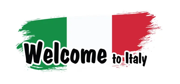 Benvenuto Italia Europa Unione Europea Bandiere Italiane Vettoriali Vacanze Vacanze — Vettoriale Stock