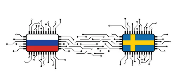 Guerre Guerre Hybrides Attaque Ddos Cyberguerre Conflit Entre Russie Suède — Image vectorielle