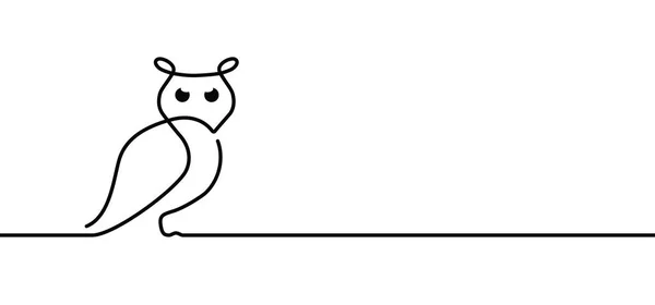 フクロウの線のパターン ベクトルフクロウのサイン 動物の鳥のシンボル アートバード漫画 アウトラインスタイル 手描きシルエット フクロウは魔法 透視能力者 図書館を表しています 獲物の鳥 — ストックベクタ