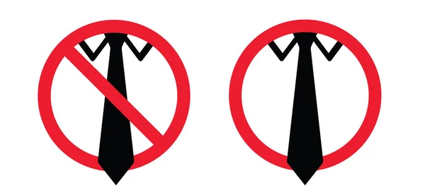 别打领带卡通矢量领带禁令 没有商务风格的服装禁令 着装规范 戴领带 围巾时的窒息危险 警告和窒息风险 — 图库矢量图片